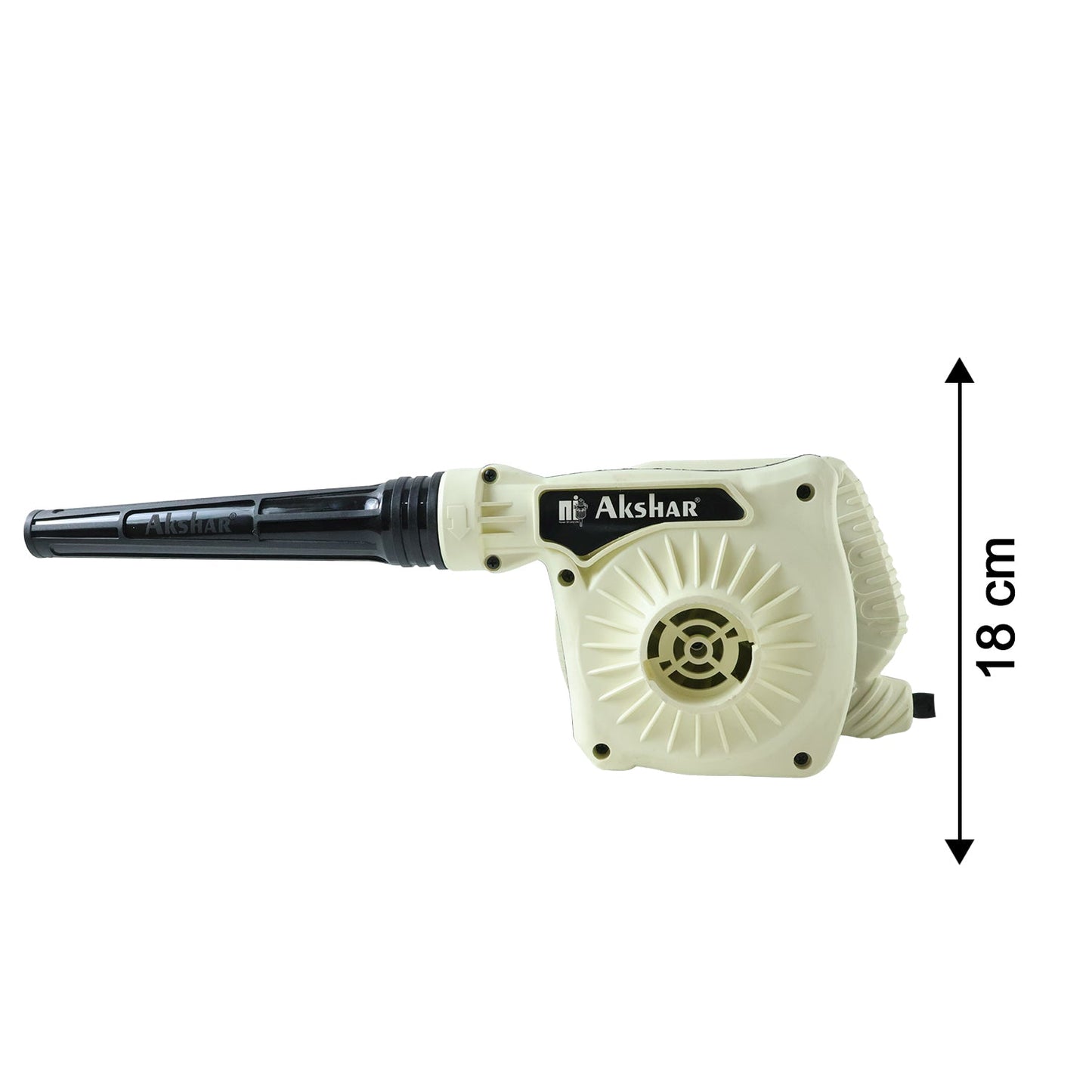 Size comparison of electric air blower device