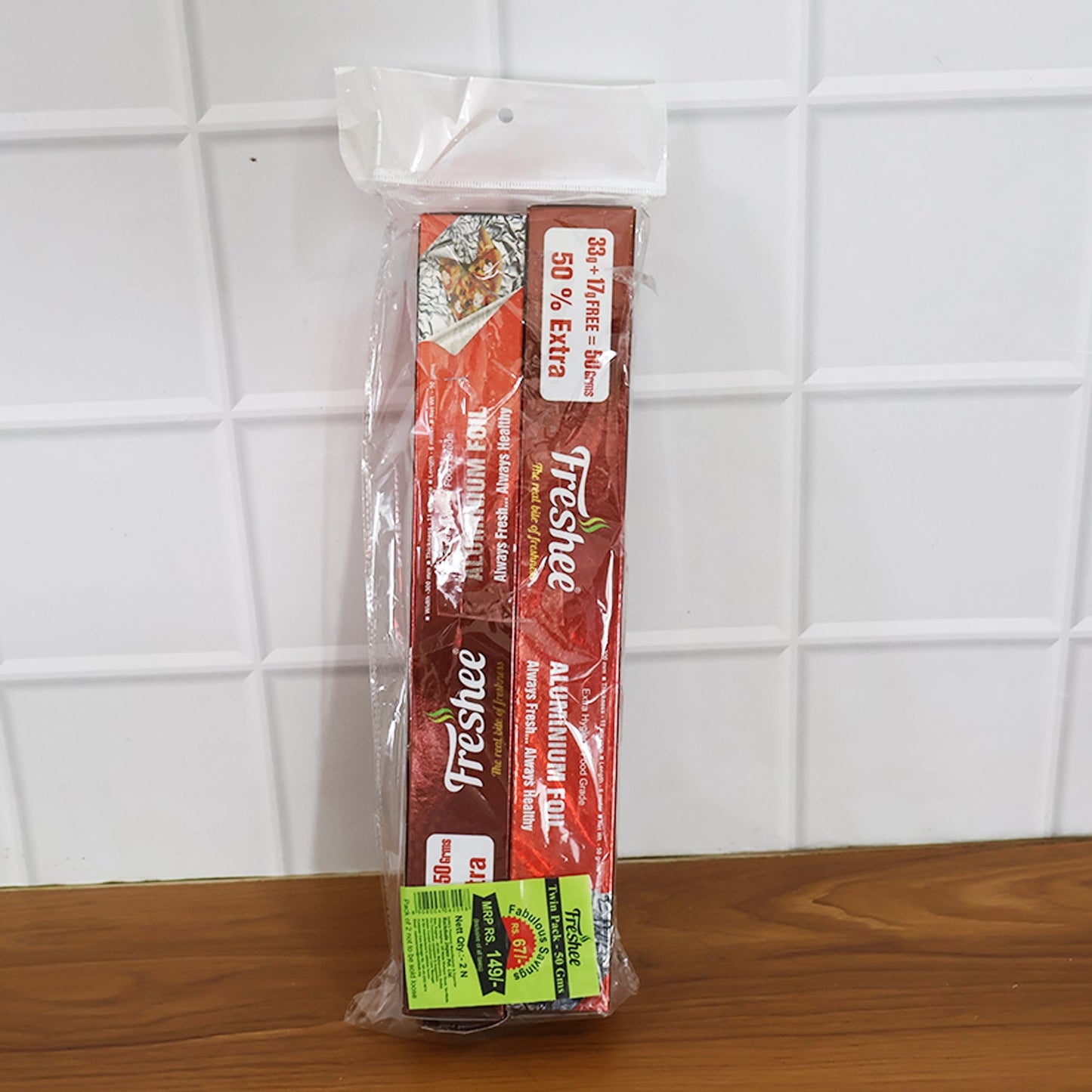 Box packaging of Freshee aluminium foil twin pack for household use