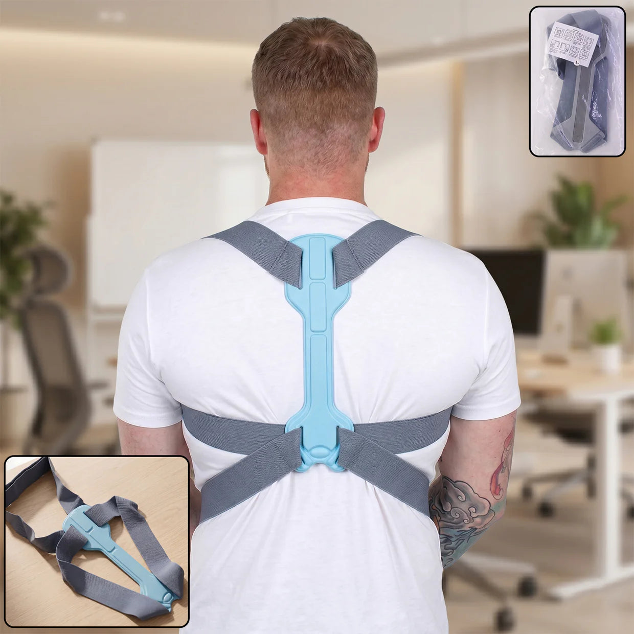 Happyclick Adjustable Upper Back & Shoulder Spine Alignment Brace Belt - Large