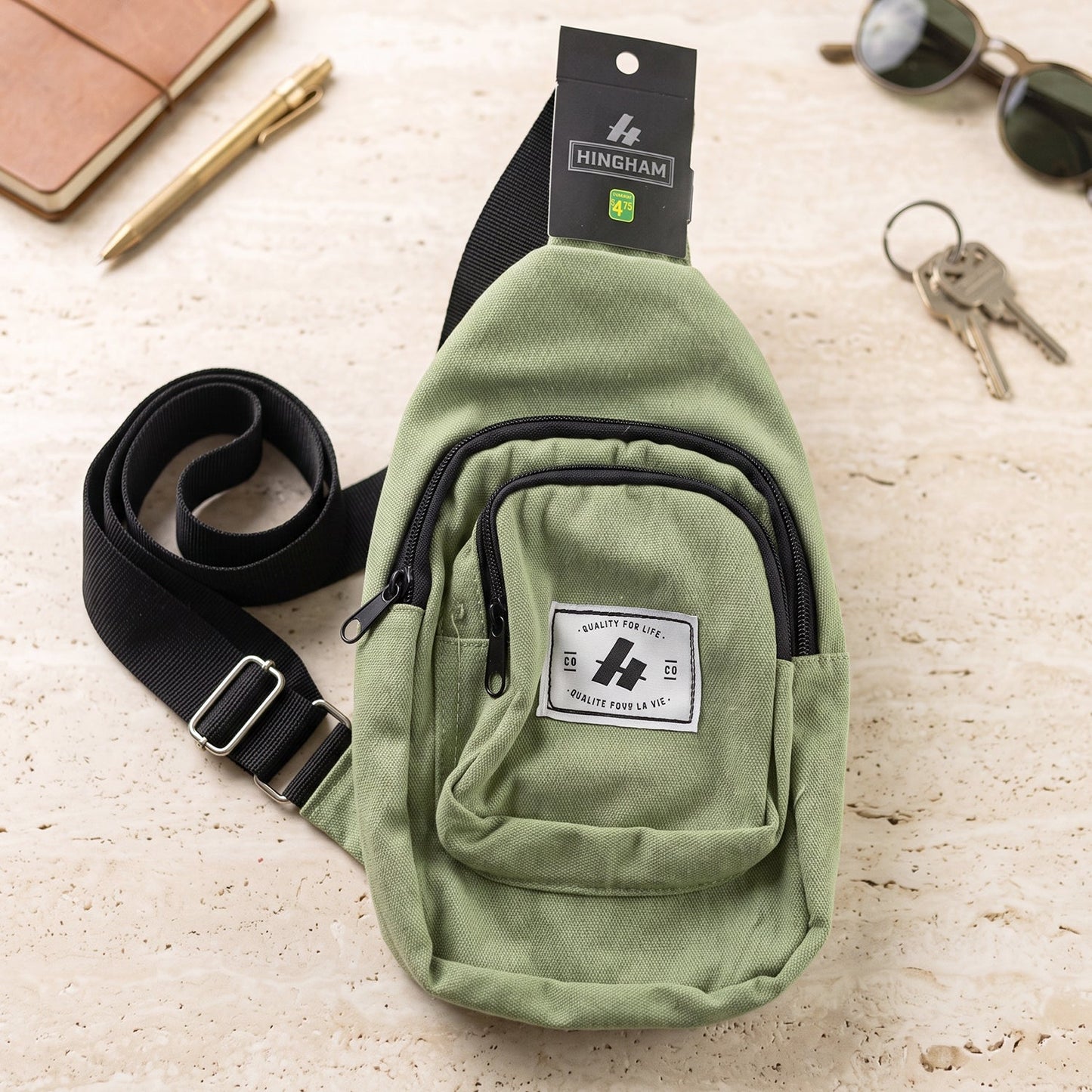 Men Multi Pocket Sling Crossbody Chest Bag Compact Canvas Bag (1 Pc)