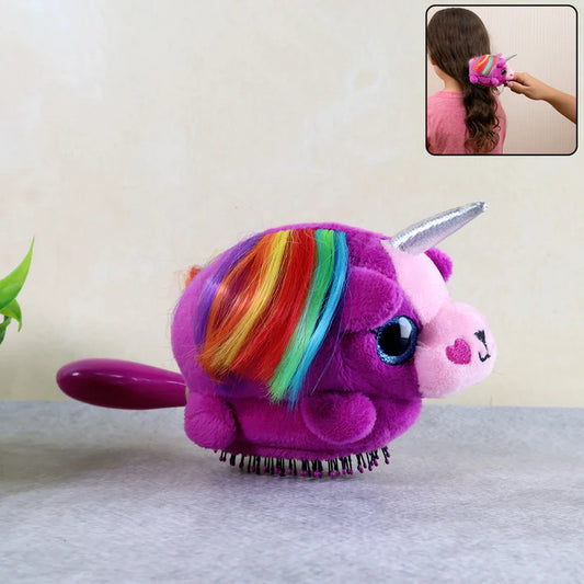 Happyclick Kids Unicorn Plush Hair Brush - (1 Pc) - HappyClick