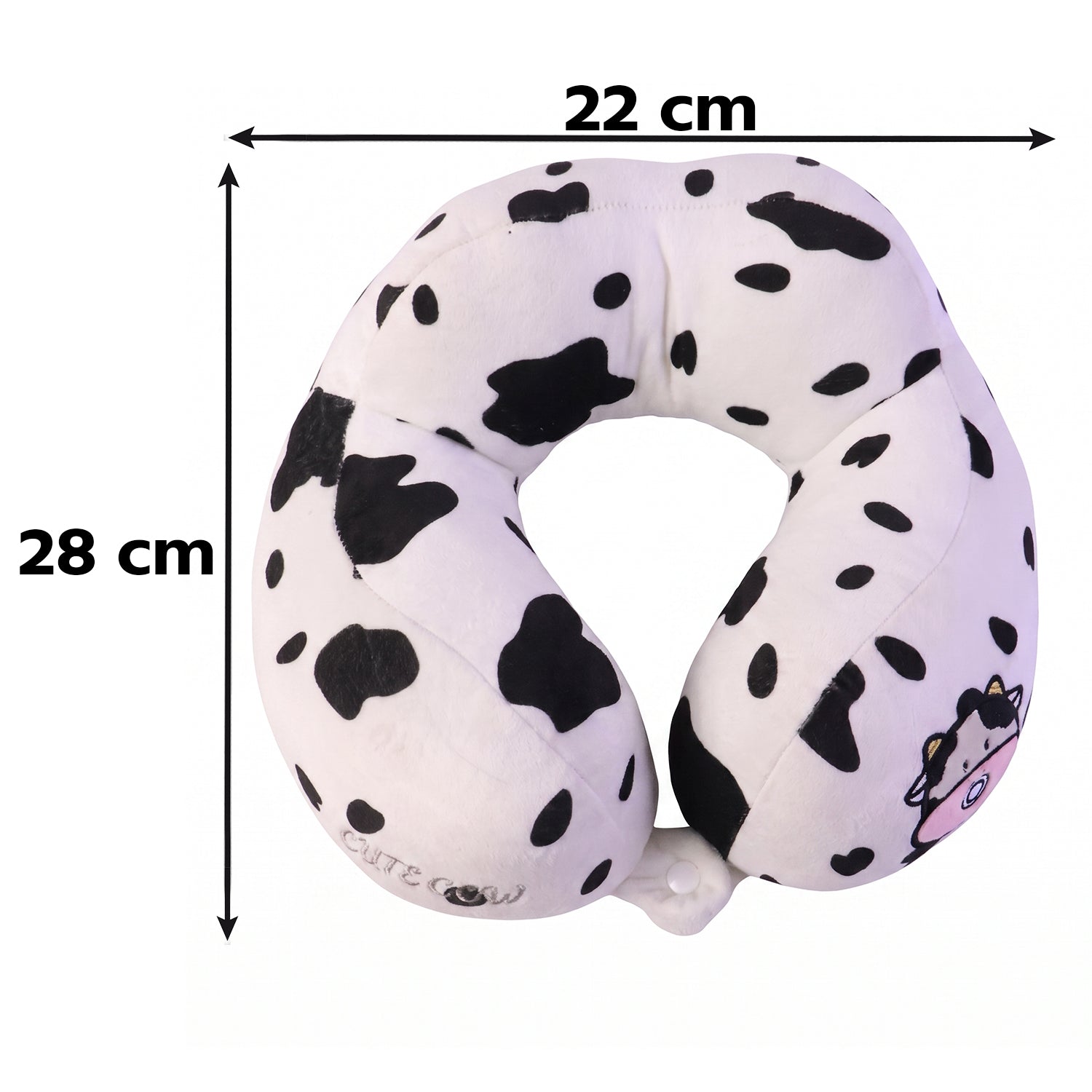 Comfortable plush U shape pillow with fun cow styling