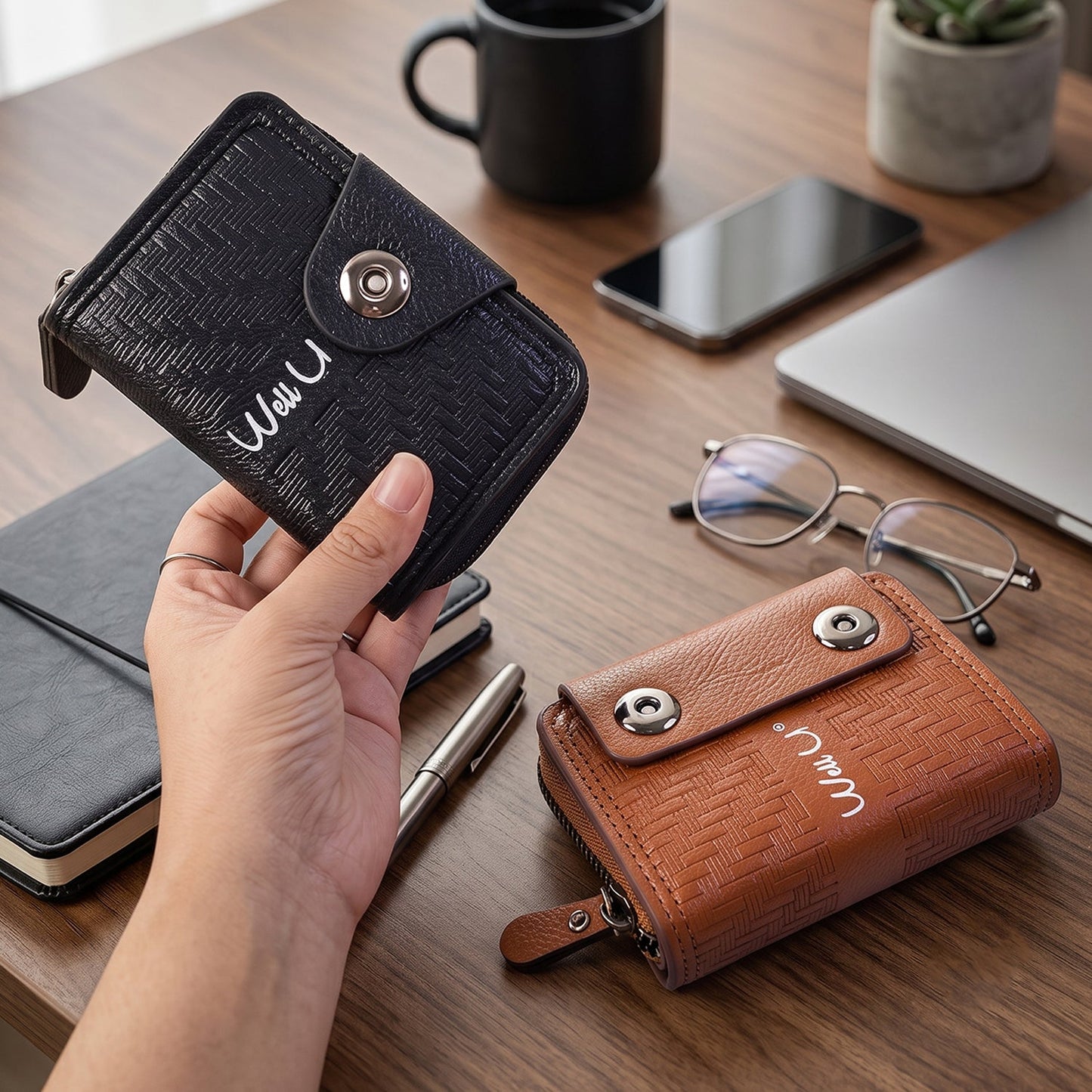 Black Zip-Around Card Holder Wallet – Secure Multi-Card Organizer