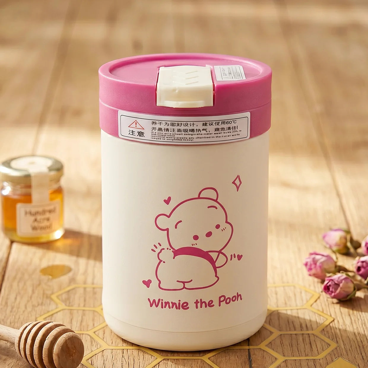 Happyclick Cute Cartoon Printed Glass Tumbler with Lid and Straw (400 ML)