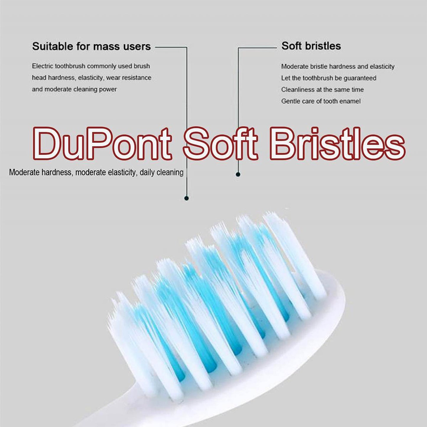 Three interchangeable soft bristle brush heads included in electric toothbrush set