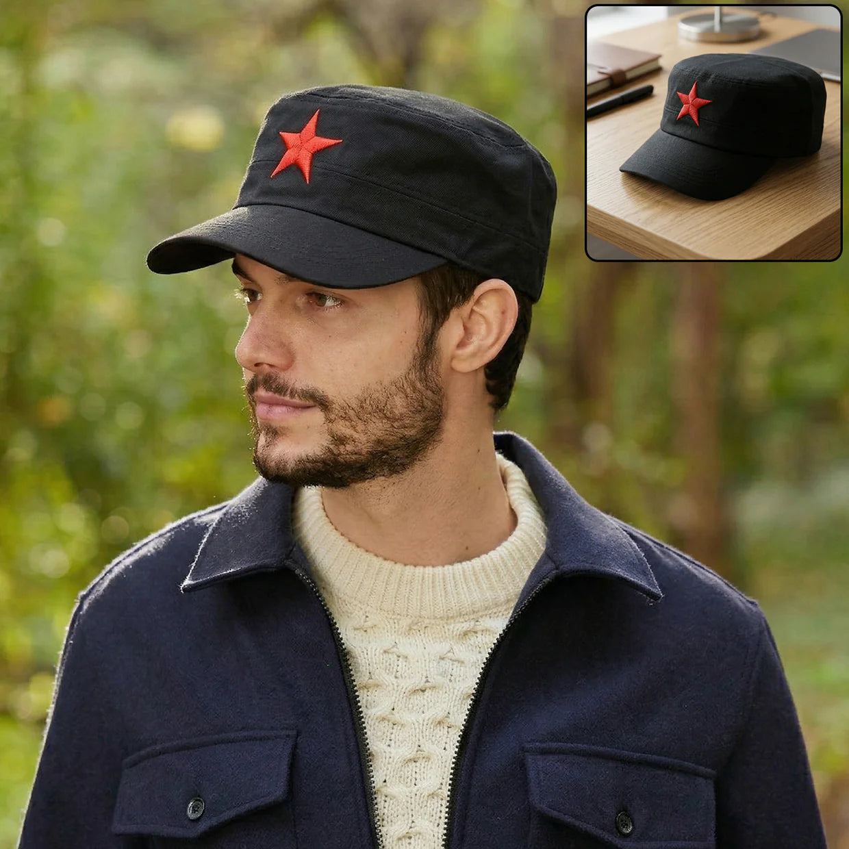 Happyclick Classic Military Style Red Star Cap (1 Pc)