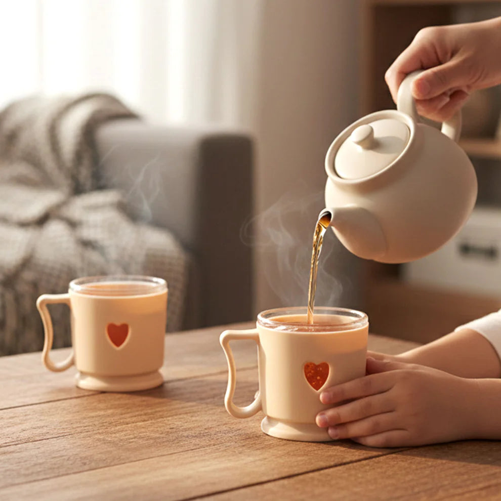 Happyclick Elegant Heart Design Mini Tea & Coffee Mug Set (100ML, 6 Pc) - HappyClick