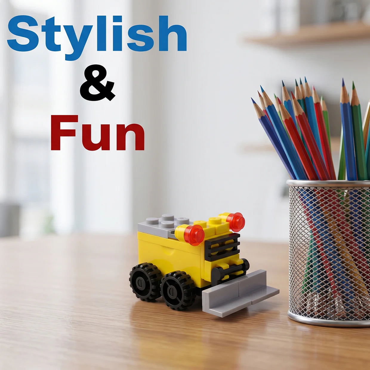Happyclick Cute Bulldozer Pencil Sharpener Toy - Fun and Interactive Desk Toy