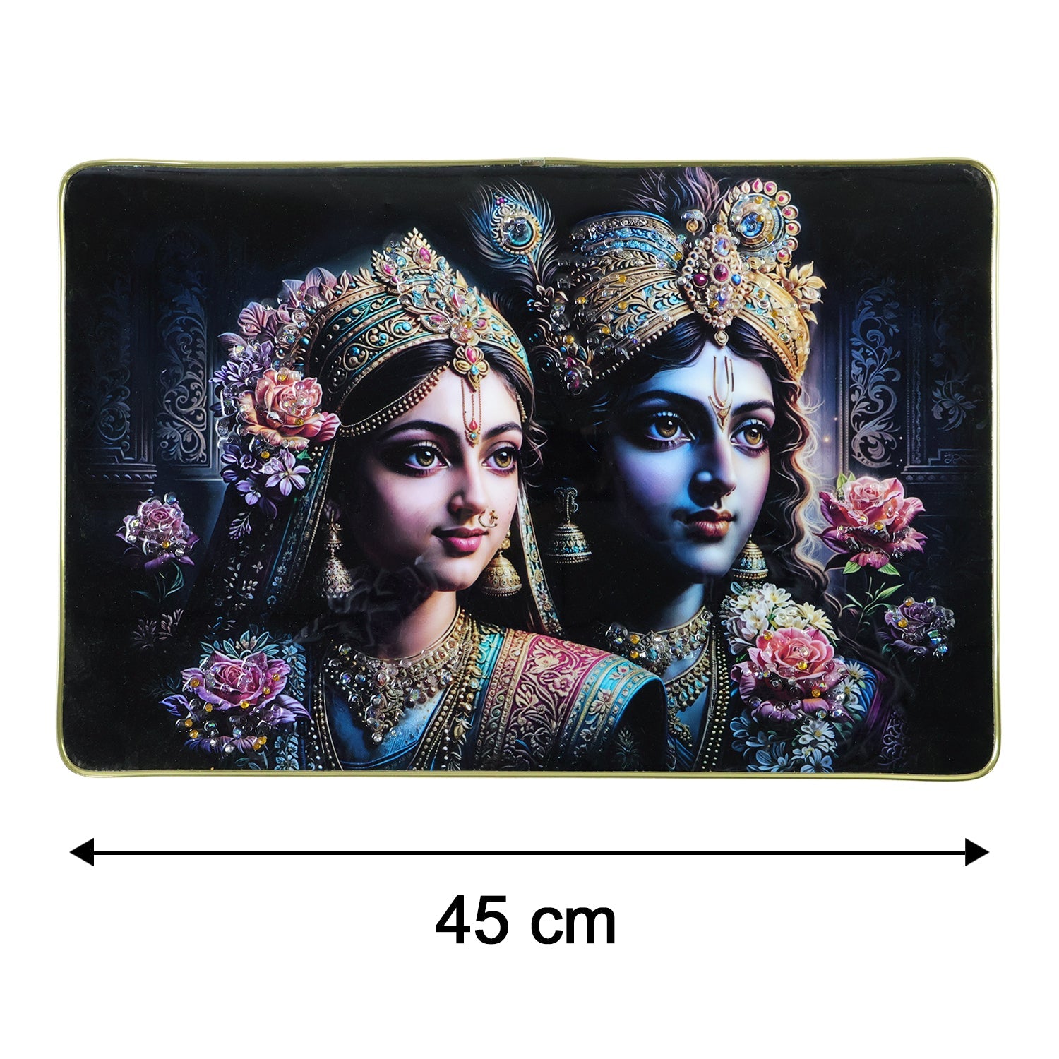 Close-up of vibrant Radha Krishna framed wall art