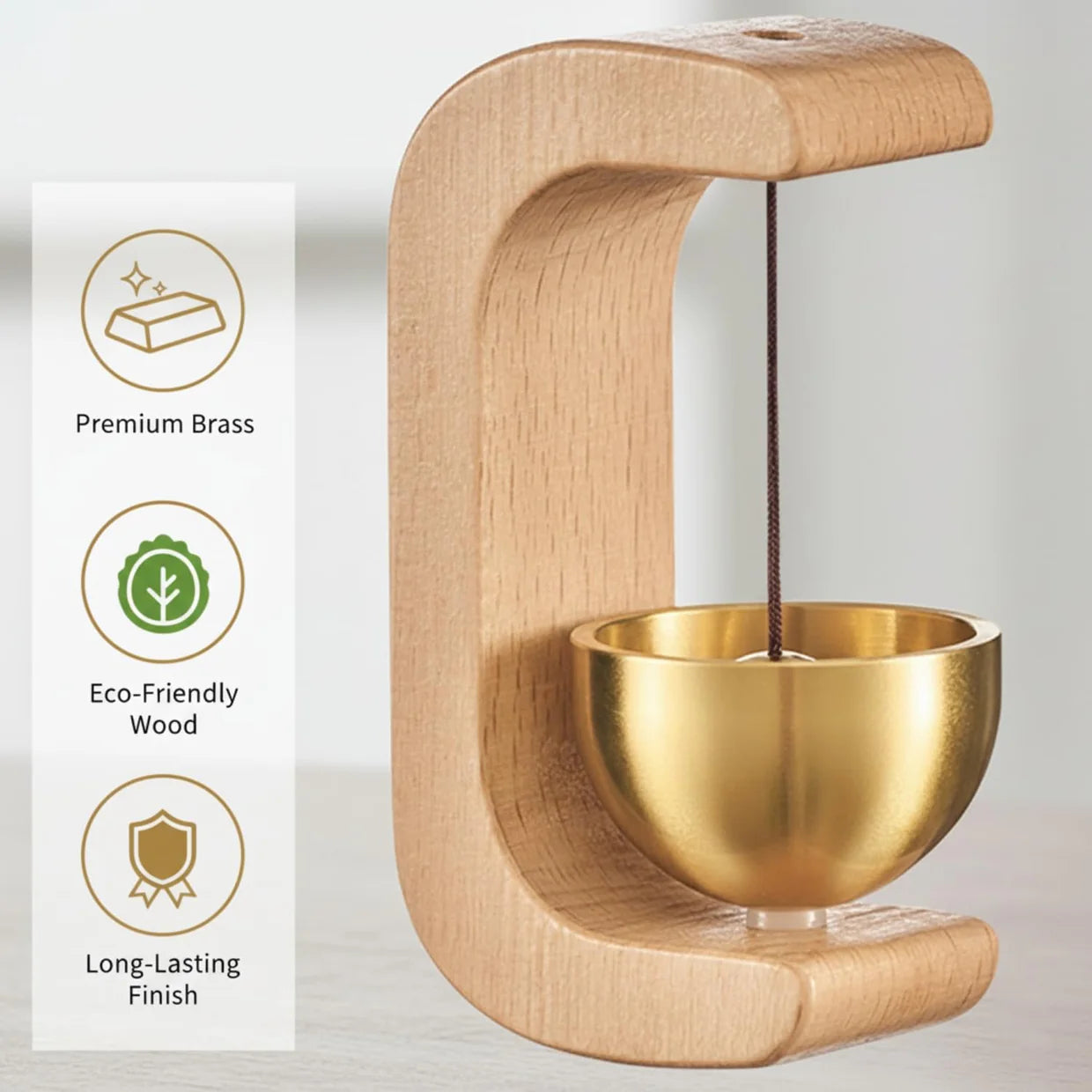 Happyclick Zen Bell for Meditation with Wooden Stand (1 Pc) - HappyClick