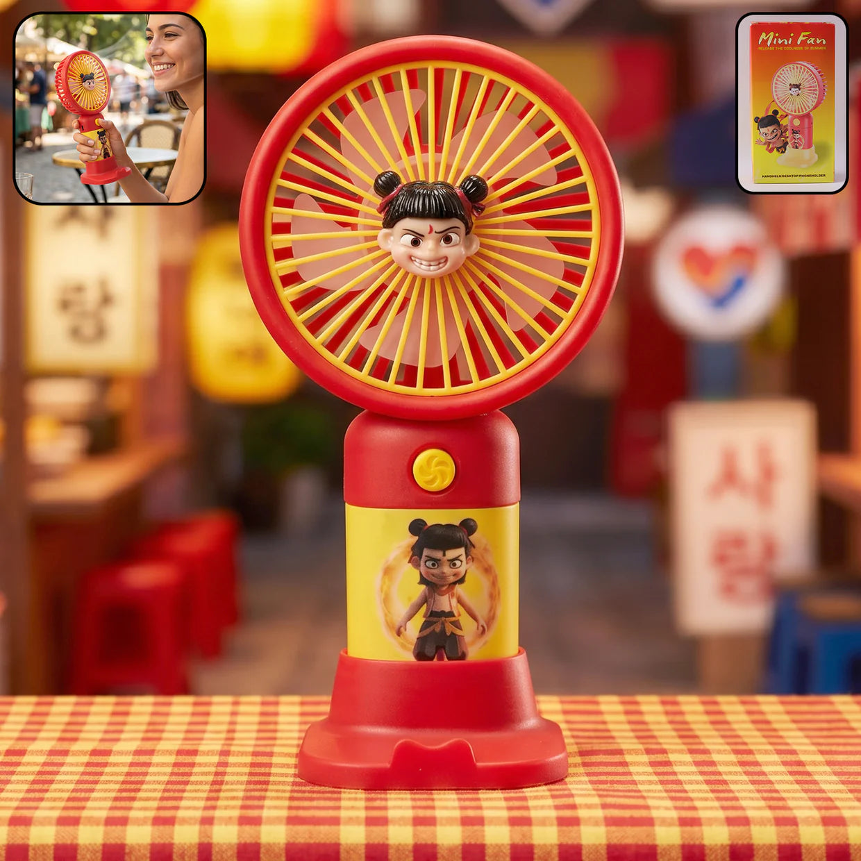 Happyclick Cute Cartoon Character Portable Mini Fan (1 Pc)