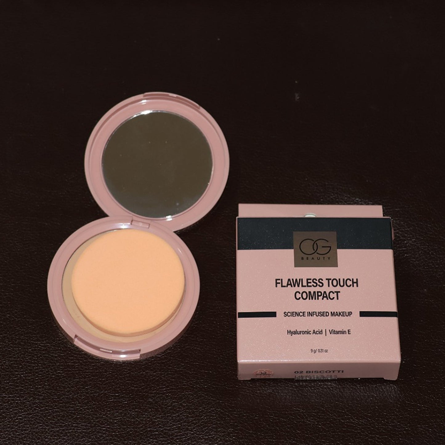Biscotti Compact Powder product box packaging in Brew shade