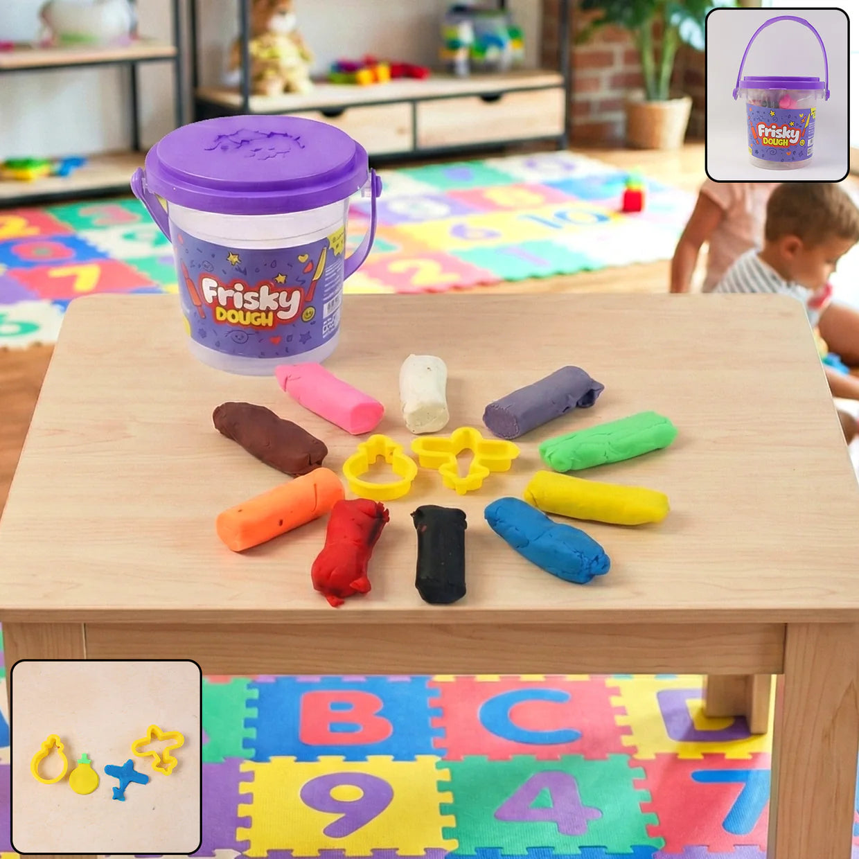 Happyclick Frisky Dough Modelling Clay Set – 12 Multicolor Dough Sticks with Shape Cutters - HappyClick
