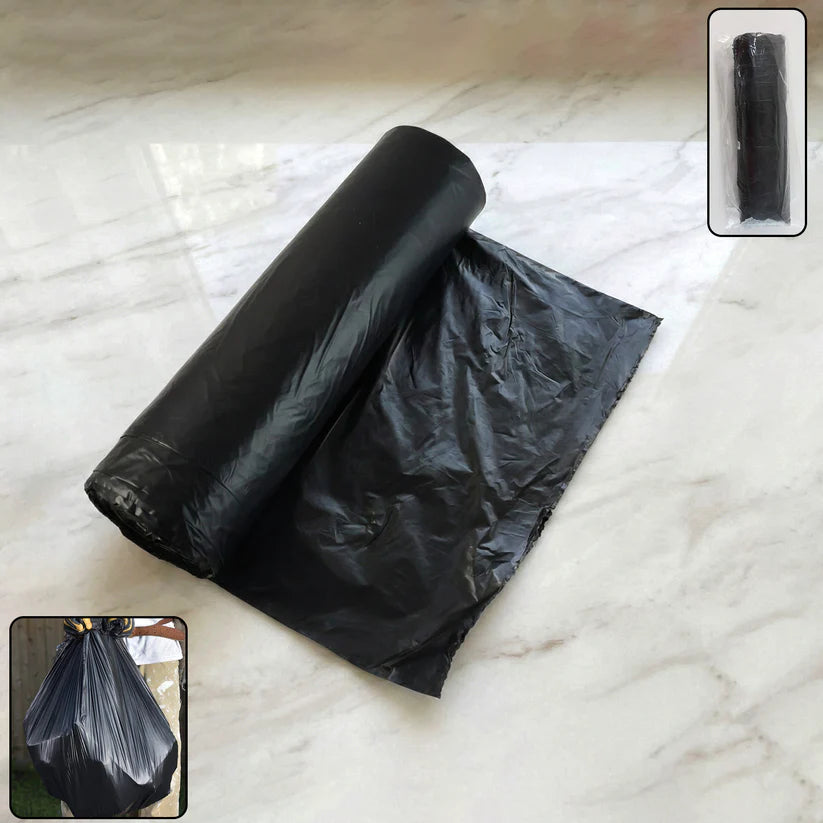 Happy click Heavy-Duty Black Garbage Bag Roll for Home & Commercial Waste Disposal (1 Roll) - HappyClick
