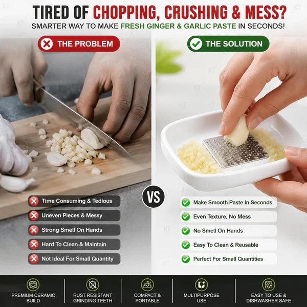 HappyClick Garlic Ginger Grater Plate – Quick, mess-free food prep tool