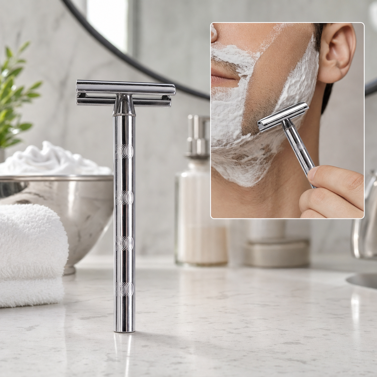 Stainless steel double edge safety razor for men