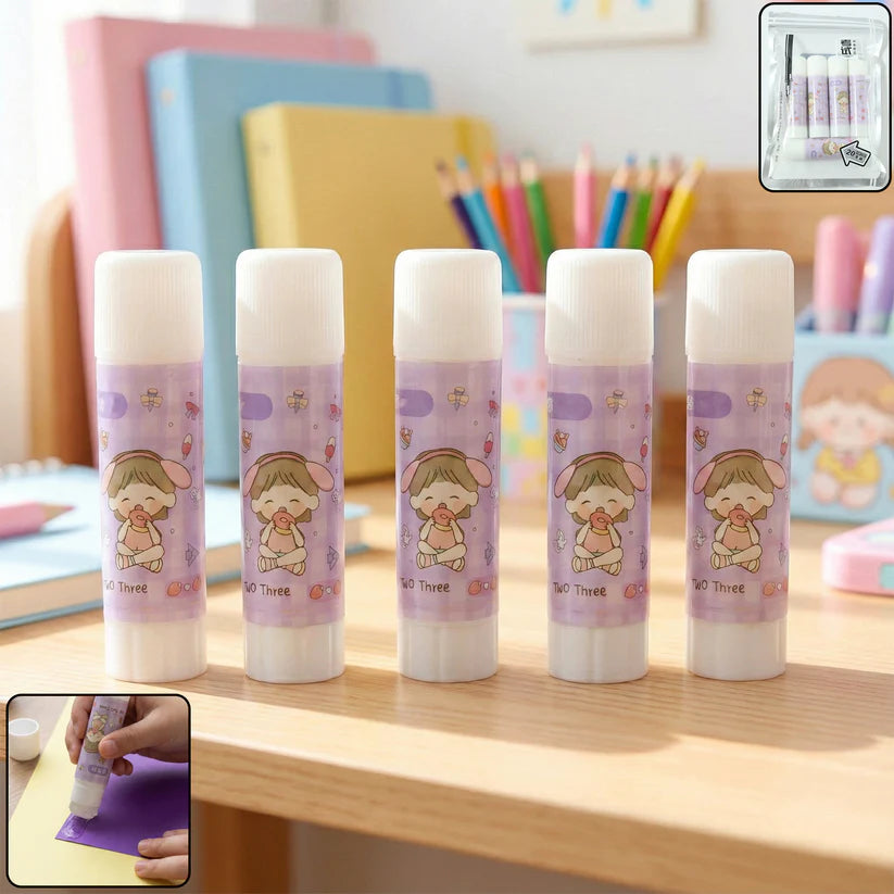 Cartoon-Themed Solid Glue Stick Pack of 5 - HappyClick