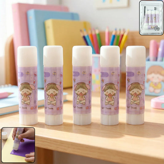 Cartoon-Themed Solid Glue Stick Pack of 5 - HappyClick