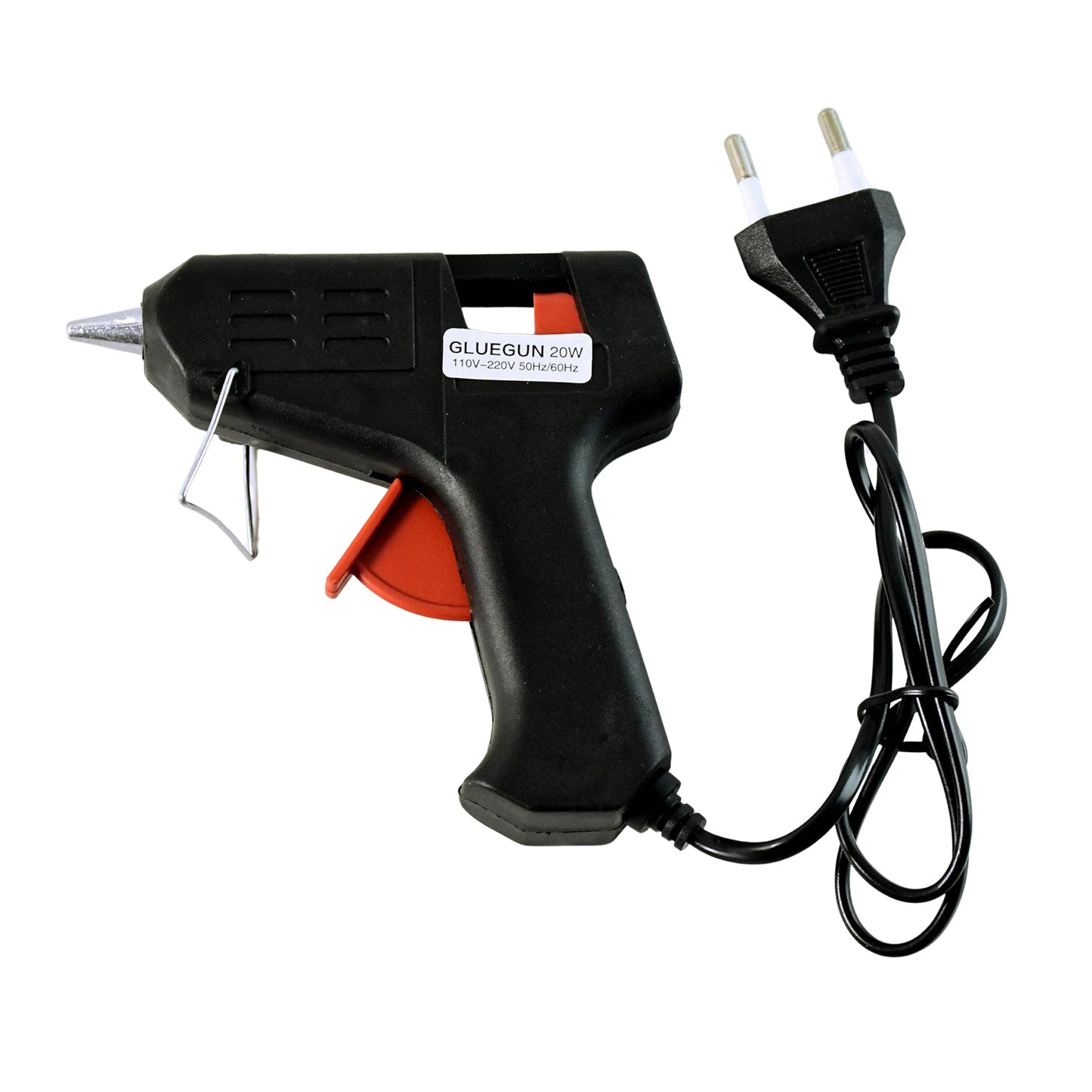 Hot melt adhesive gun featuring metal anti-drip nozzle for precision