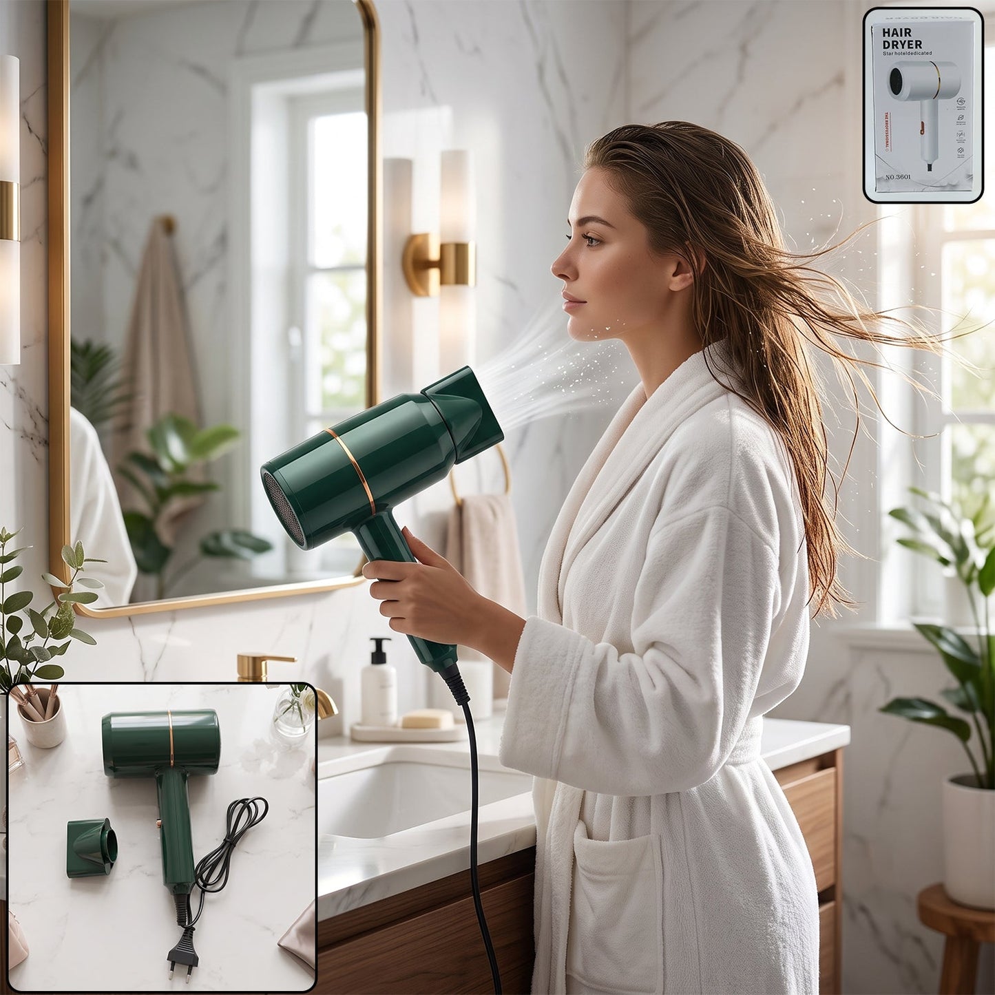 Electric salon hair dryer with professional hot and cold air and nozzle (1 pc)