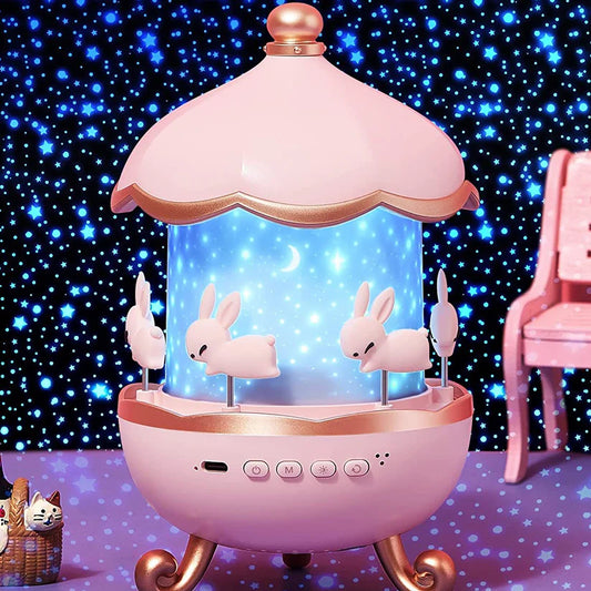 Bunny LED night light

Carousel night lamp

Rotating music lamp

Cute bunny night light

Kids room night lamp

LED light with music

Nursery rotating lamp

Bunny carousel night light

Baby sleep lamp

3D bunny night light