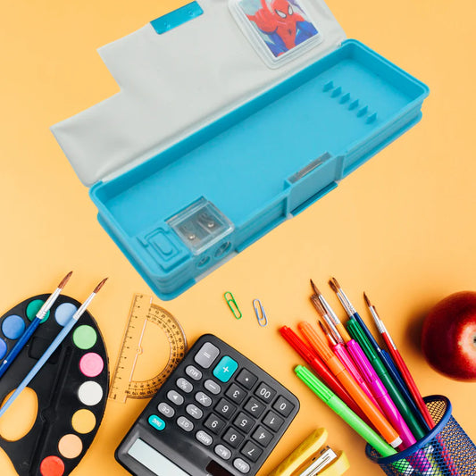 Cartoon geometry box

Multi-functional pencil box

Geometry box with calculator

Dual sharpener pencil box

Kids stationery box

School pencil case with sharpener

Geometry set for students

Cartoon-themed pencil box

Pencil box with calculator

Return gift stationery item