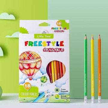 Little Tree Erasable Color Pencils, Erasable Colored Pencils, 18 Color Pencil Set, Kids Color Pencils, Drawing Pencils, Vibrant Pencils, Art Supplies for Kids, Creative Coloring, Erasable Art Supplies, Sketching Pencils