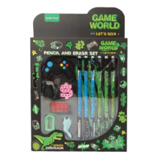  Little Tree Pencil Set, Game World Eraser Set, Gaming Stationery, Kids Pencil Set, Fun Erasers for Kids, Game-Themed School Supplies, Creative Pencils, Kids School Supplies, Pencil and Eraser Set, Game-Themed Stationery