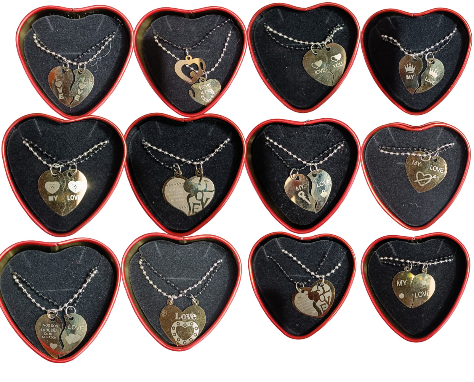 Male Female Pair Necklace
Heart Necklace Gift Box
Couple Necklace Set
Romantic Jewelry Gift
Interlocking Heart Necklaces
Valentine's Day Couple Gift
Anniversary Necklace Set
Love Symbol Jewelry
Heart Pendant for Couples
Romantic Keepsake Necklace Set