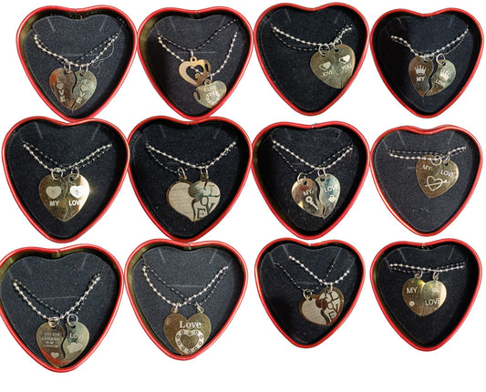 Male Female Pair Necklace
Heart Necklace Gift Box
Couple Necklace Set
Romantic Jewelry Gift
Interlocking Heart Necklaces
Valentine's Day Couple Gift
Anniversary Necklace Set
Love Symbol Jewelry
Heart Pendant for Couples
Romantic Keepsake Necklace Set