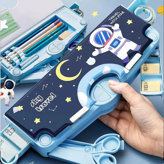Happyclick Multifunctional Pencil Box for Kids, Pencil Box for Kids, Kids School Supplies Organizer, Multifunctional Pencil Case, Durable Pencil Box for Children, Kids Stationery Box, Pencil Case with Compartments, School Pencil Box with Sharpener

