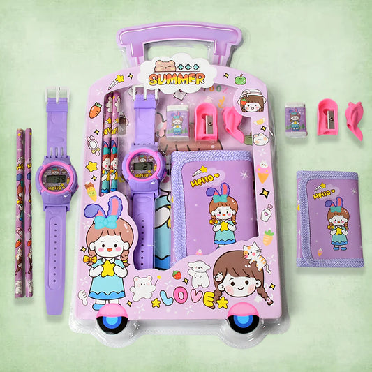 Stationery set for kids

7-in-1 school kit

Pencil box set for children

Kids school stationery combo

School supply kit for kids

Fun stationery set

Gift set for school kids

Cartoon stationery kit

Study kit for kids

Fun Learn kids stationery