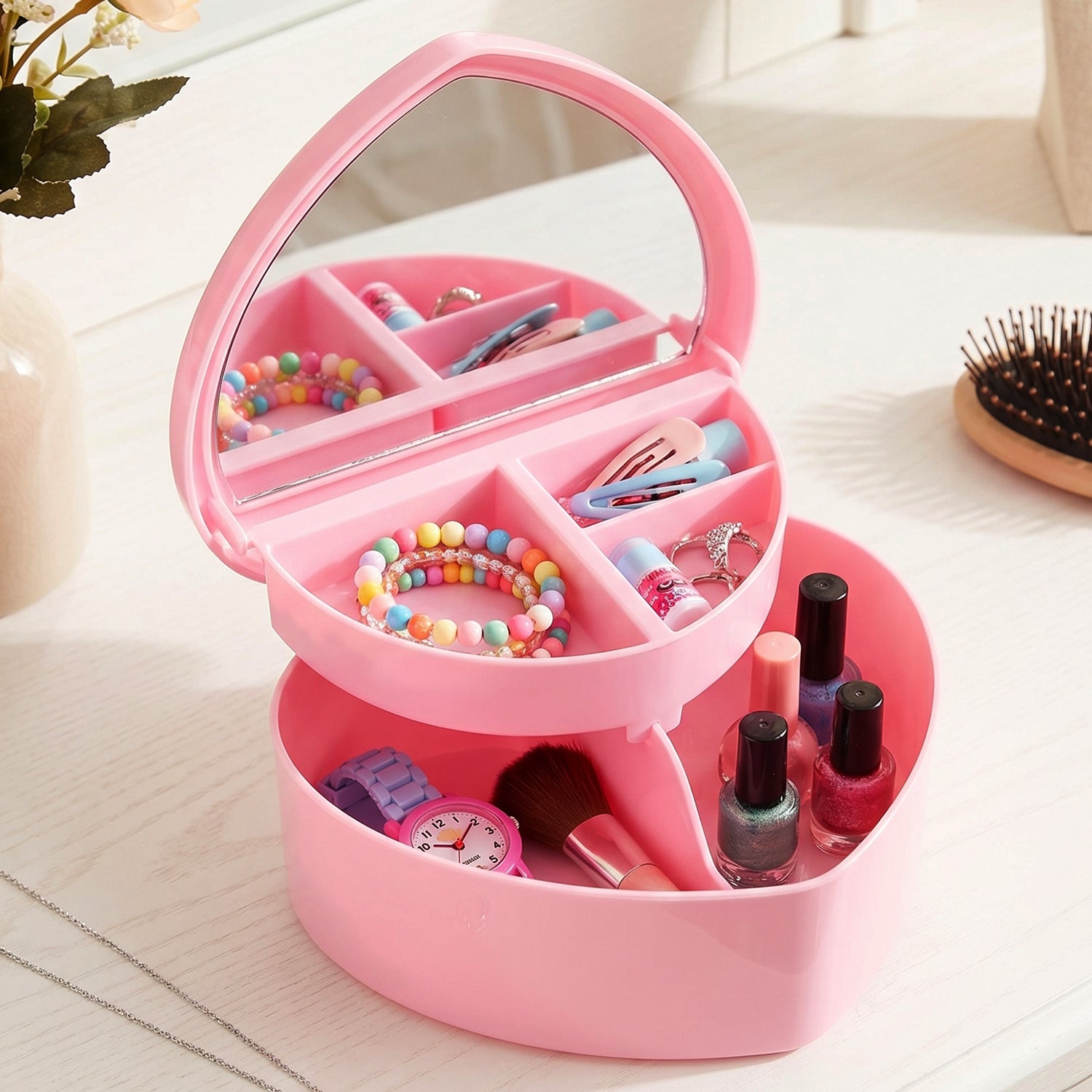 Jewelry case with multi-layer compartments beauty accessories