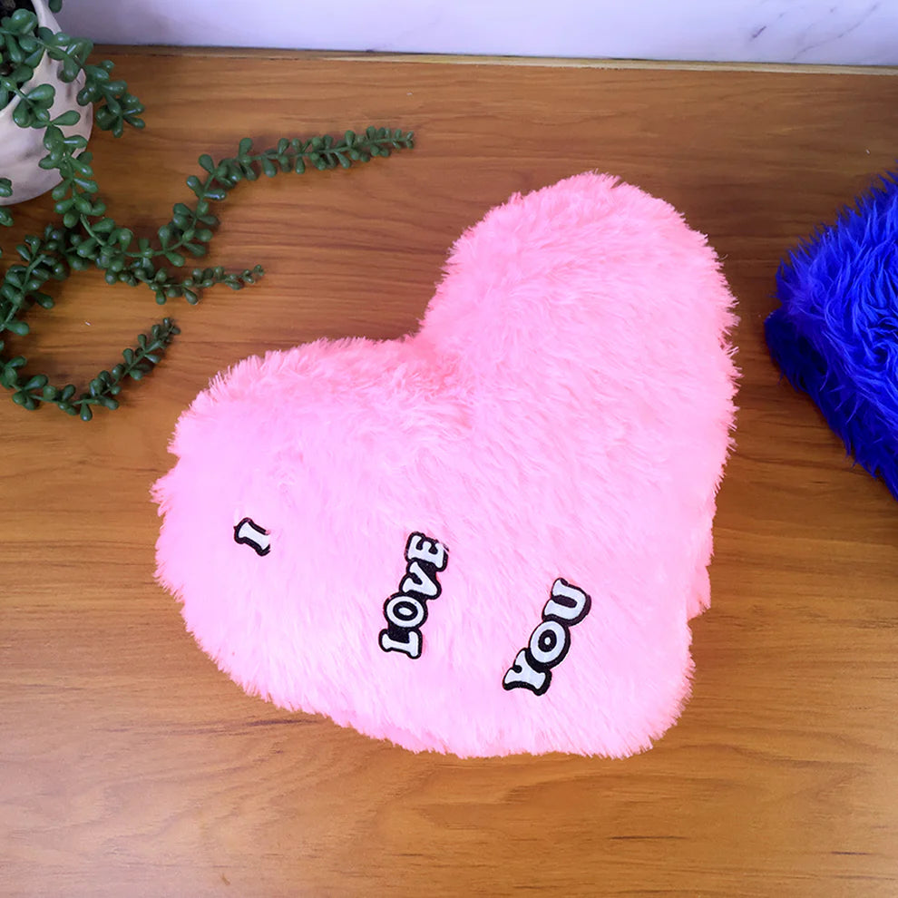 Happyclick Soft Plush Heart Shape Cushion with "I Love You" (1 Pc) - HappyClick
