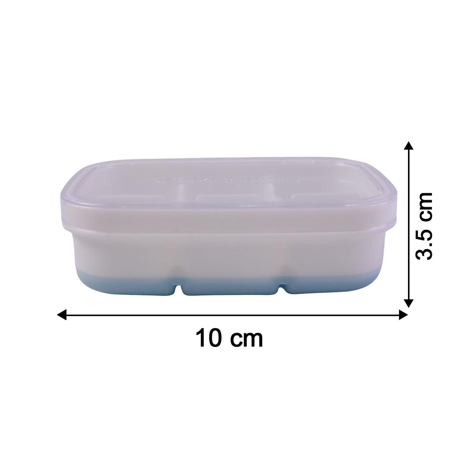 Detailed image showing the practical size of the plastic kitchen ice tray.