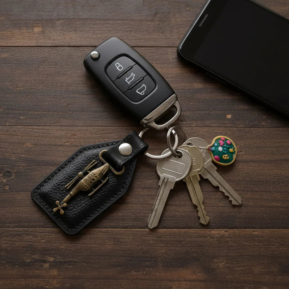 Happyclick Premium Leather Finish Metal Sword Emblem Keychain (1 Pc) - HappyClick