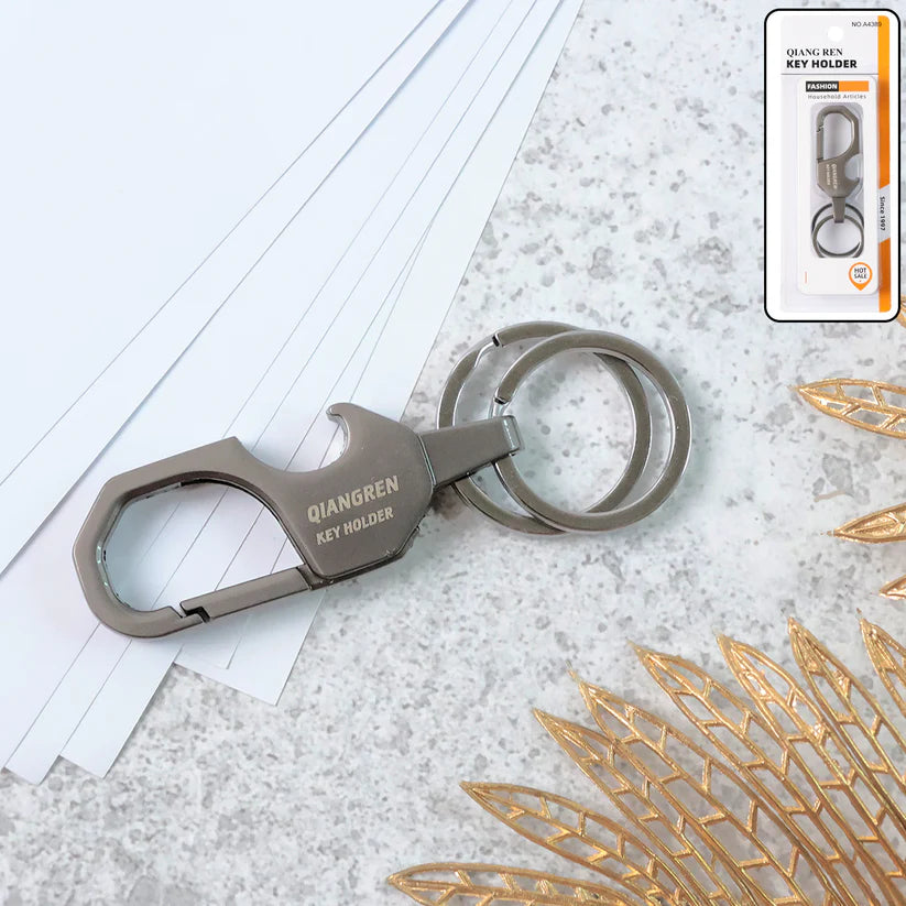 Happyclick Premium Metal Keychain Carabiner Clip Hook with Dual Key Rings (1 Pc) - HappyClick