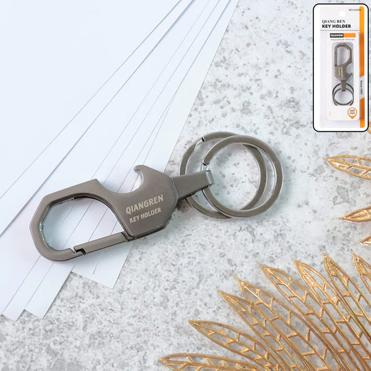 Happyclick Premium Metal Keychain Carabiner Clip Hook with Dual Key Rings (1 Pc) - HappyClick