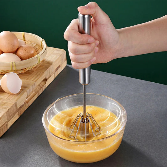 Happyclick Stainless Steel Hand Push Rotary Whisk (1 Pc, 29 Cm)
