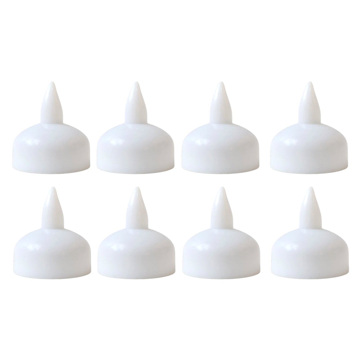Close up of round LED flameless tealight candle showcasing smooth design and warm light