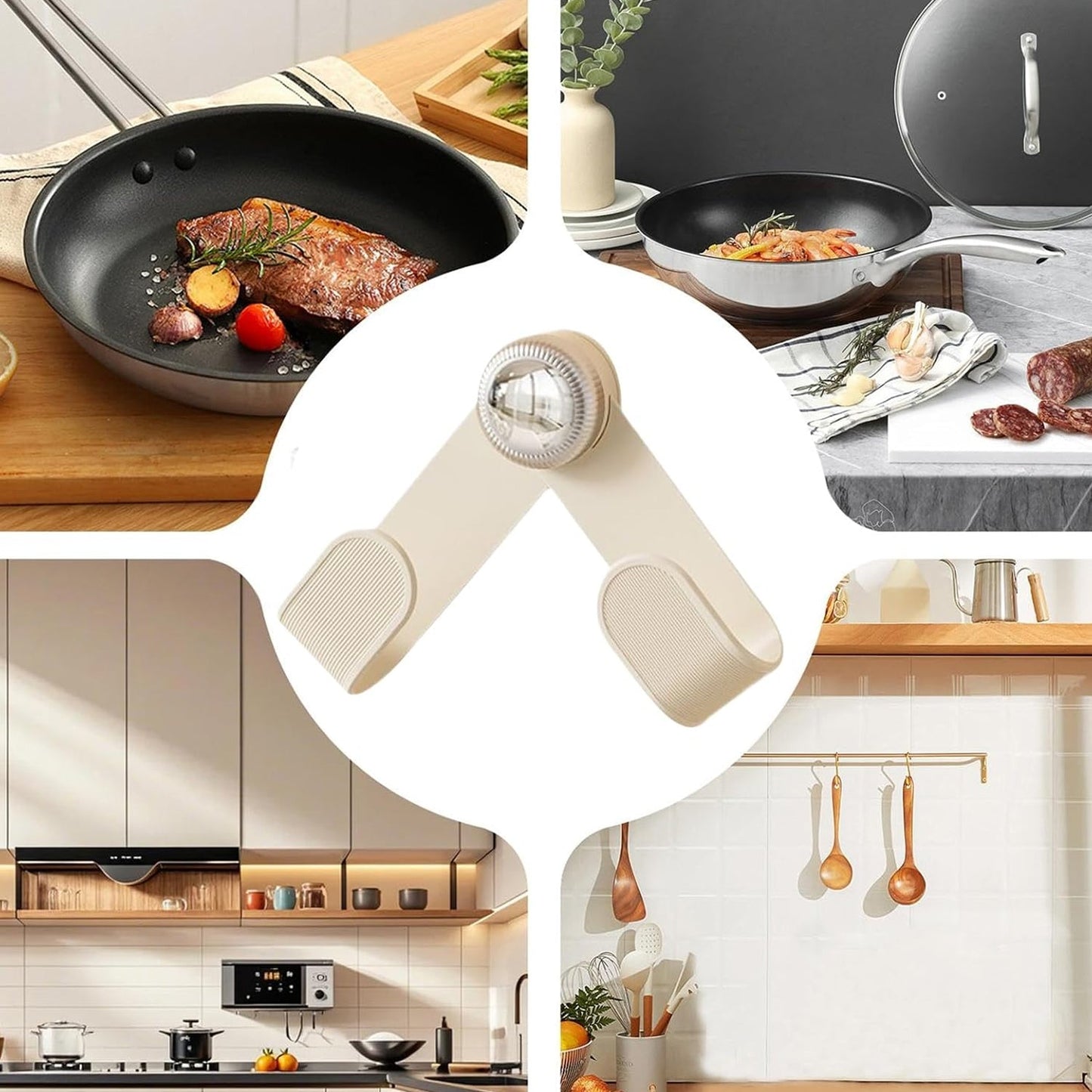 Kitchen utensil lid stand for safe cookware handling