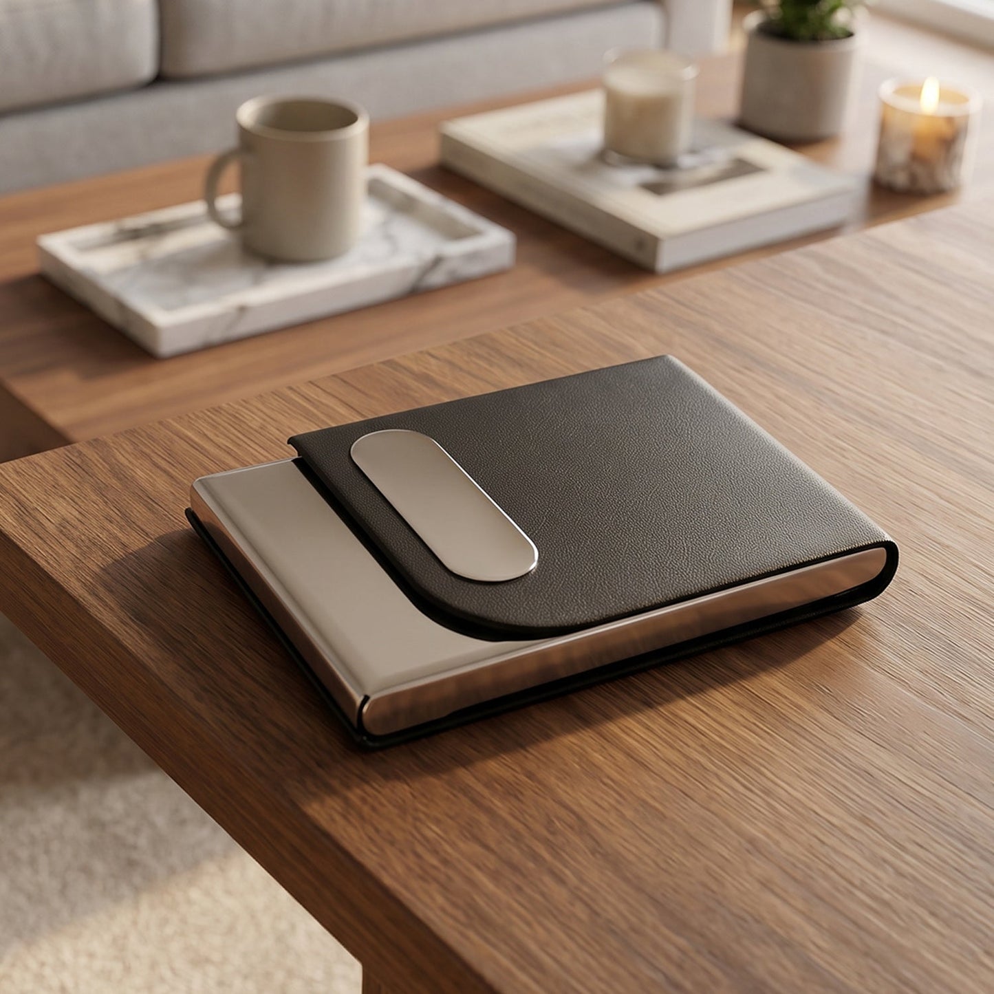 Business Card Holder – Premium Leather Finish with Steel Case