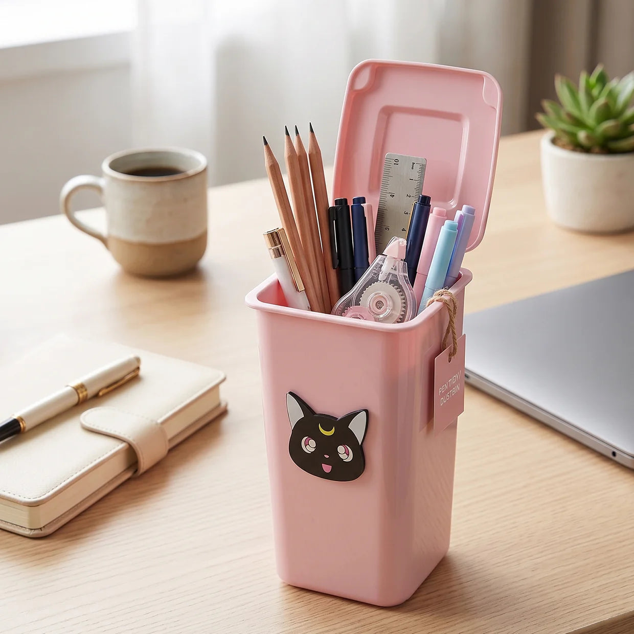 HappyClick Creative Mini Trash Can Shape Pen Stand with Lid (1 Pc)