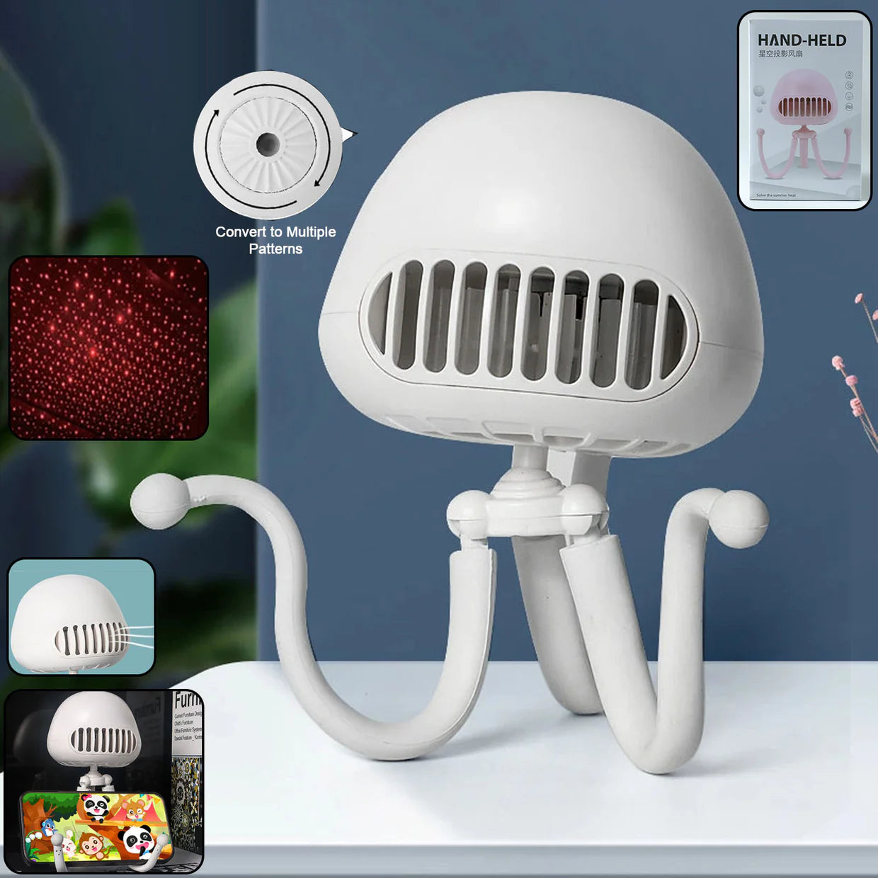 Happyclick Rechargeable Handheld Mini Projector Fan (1 Pc) - HappyClick