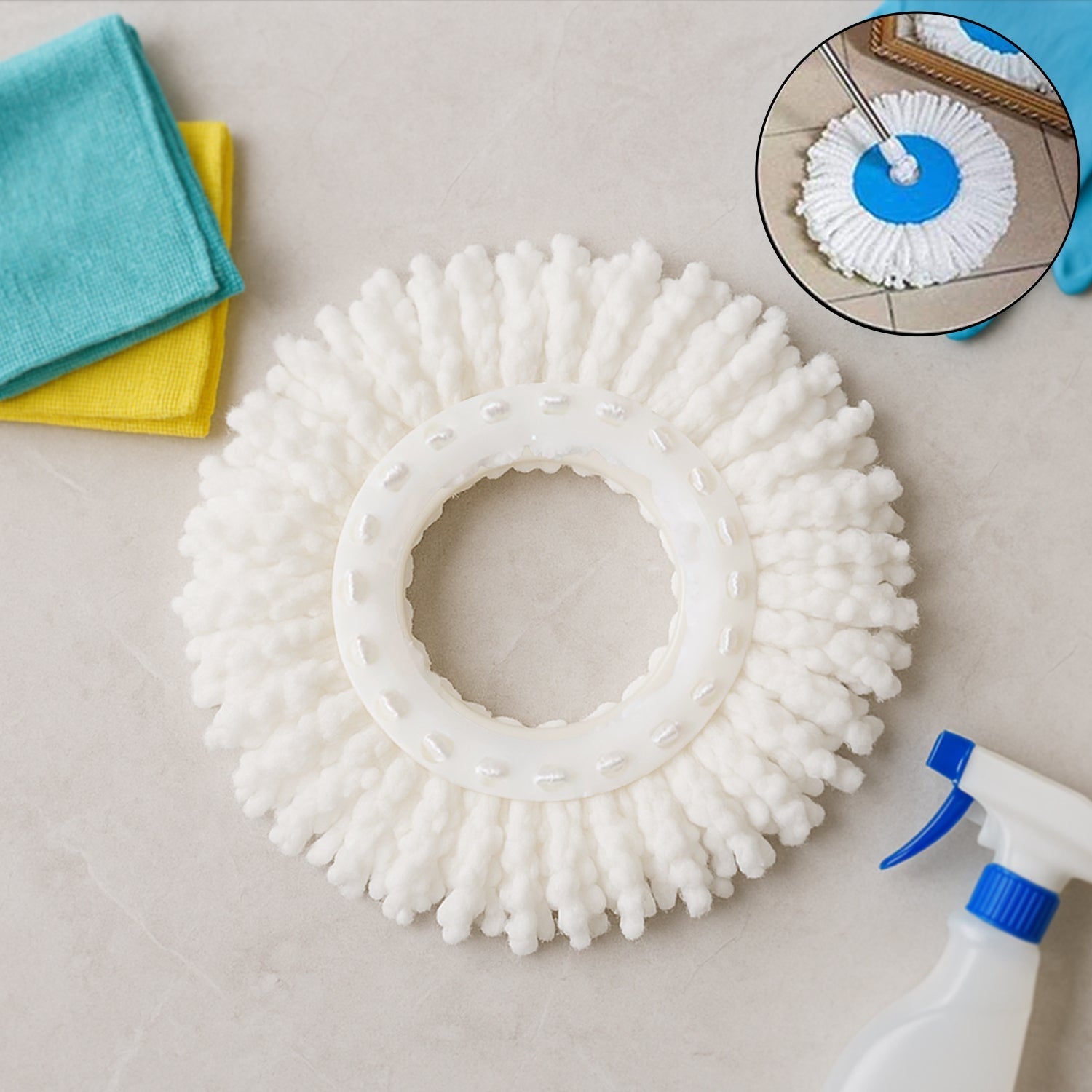 Microfiber Spin Mop Refill Head with soft absorbent strands