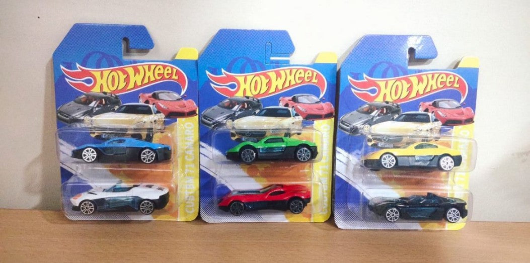 Happyclick Hotwheels double set (pack of one) multi colour white,red,blue,yellow,green - HappyClick