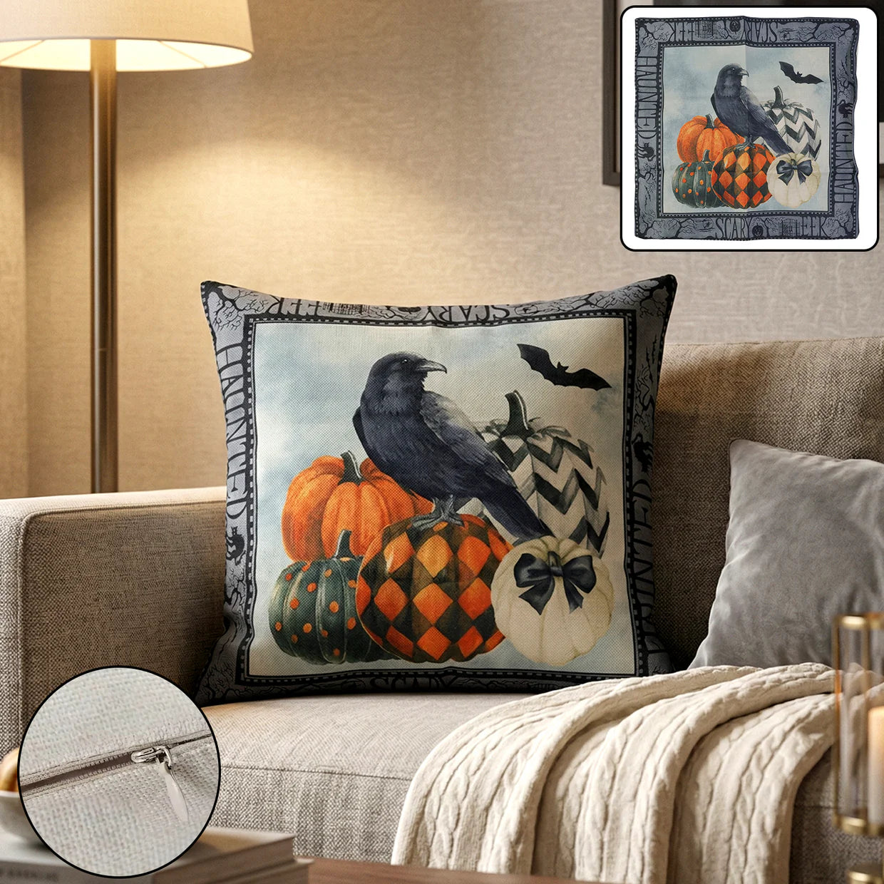 Happyclick 45x45 Cm Decorative Printed Cushion Pillow Cover with Zipper (1 Pc)