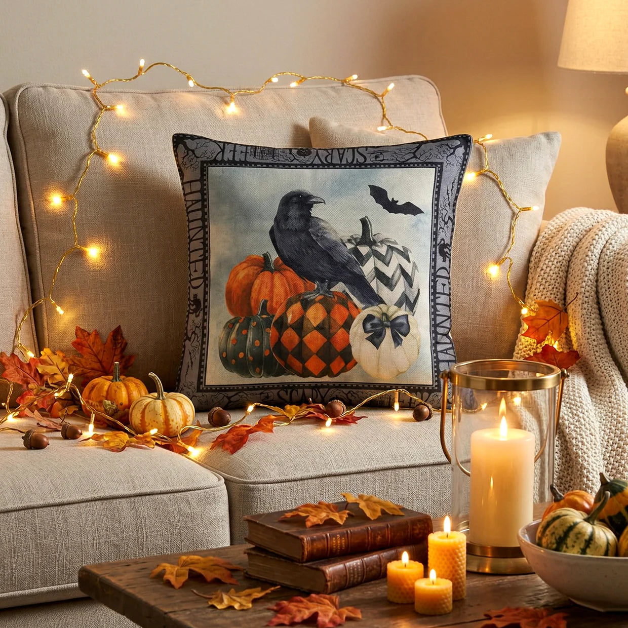 Happyclick 45x45 Cm Decorative Printed Cushion Pillow Cover with Zipper (1 Pc)