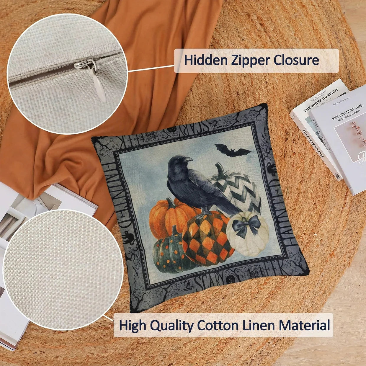 Happyclick 45x45 Cm Decorative Printed Cushion Pillow Cover with Zipper (1 Pc)