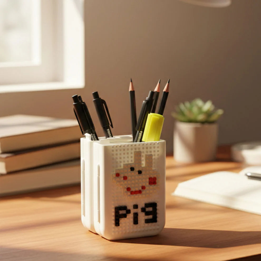 Happyclick Decorative Pixel Art Style Desk Pen Holder (1 Pc) - HappyClick